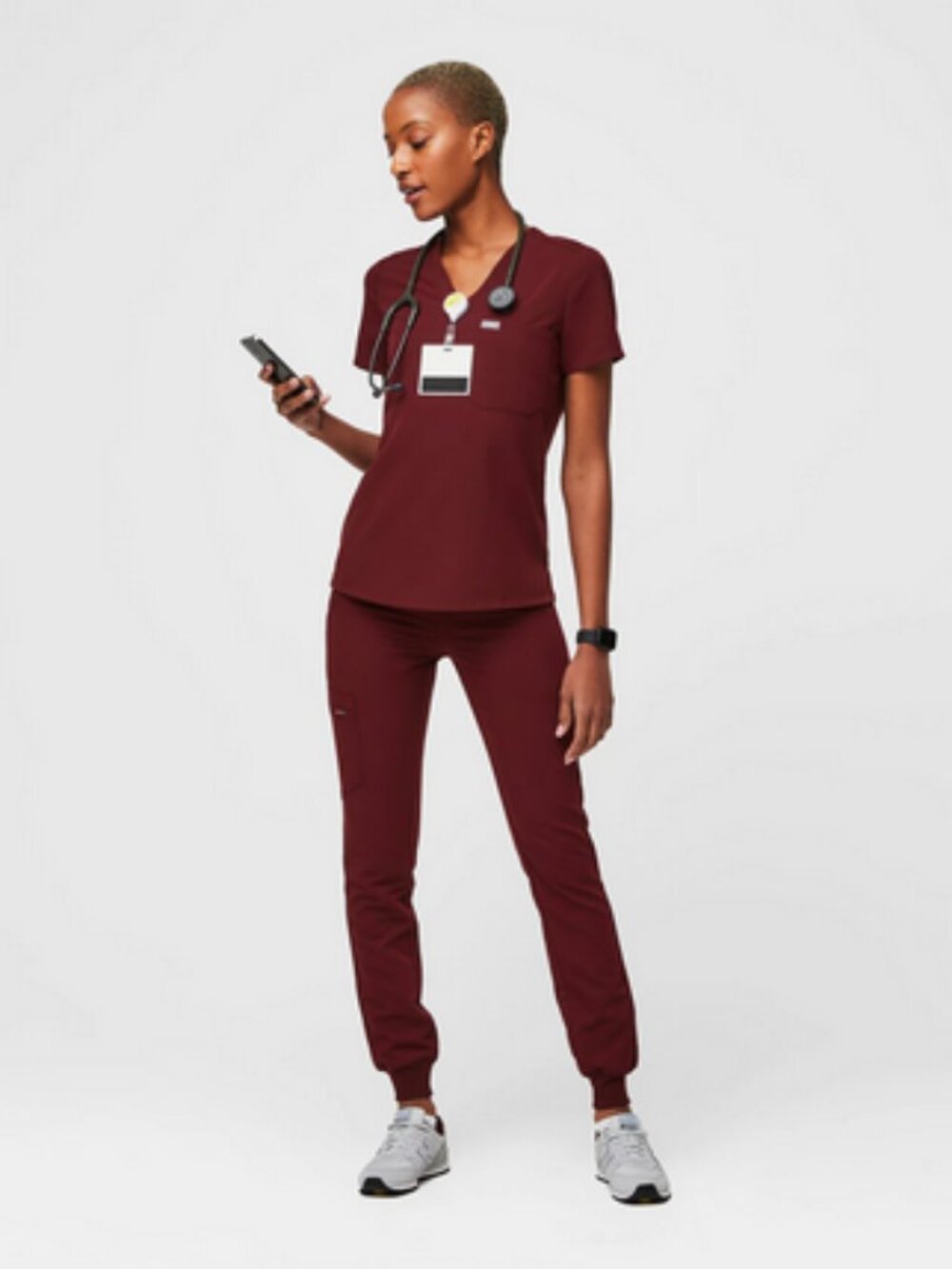 FIGS Maroon Scrub Set - Catarina Small Top / Zamora Medium Tall Joggers
